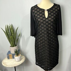 Connected Apparel cape sleeve sparkle dress size 6